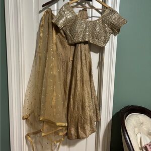 Gold Sequin Lehenga Choli Set
